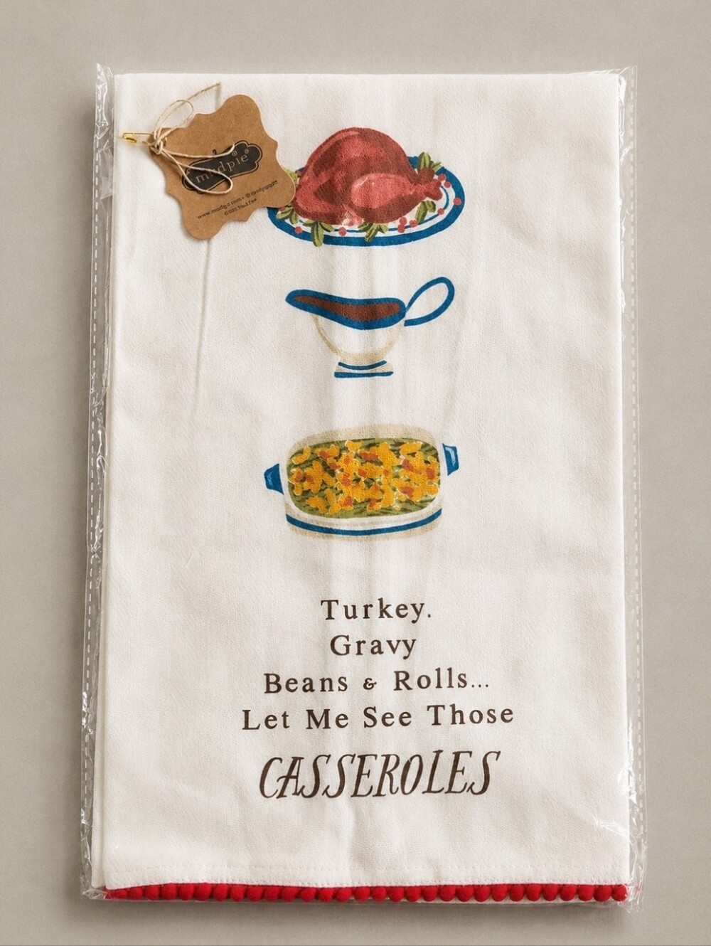 Mud Pie Thanksgiving Casseroles Kitchen Towel Friendsgiving Hostess Gift NWT